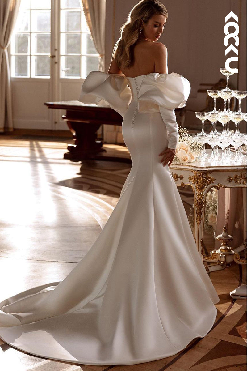 K1904 - Couture & Ornate  V-Neck Half Sleeves Mermaid Wedding Dress