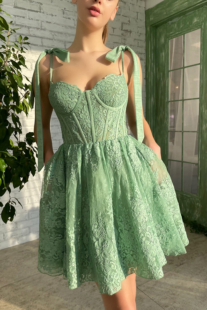 H5100 - Sweetheart Sleeveless Lace A-Line Mini Homecoming Dress