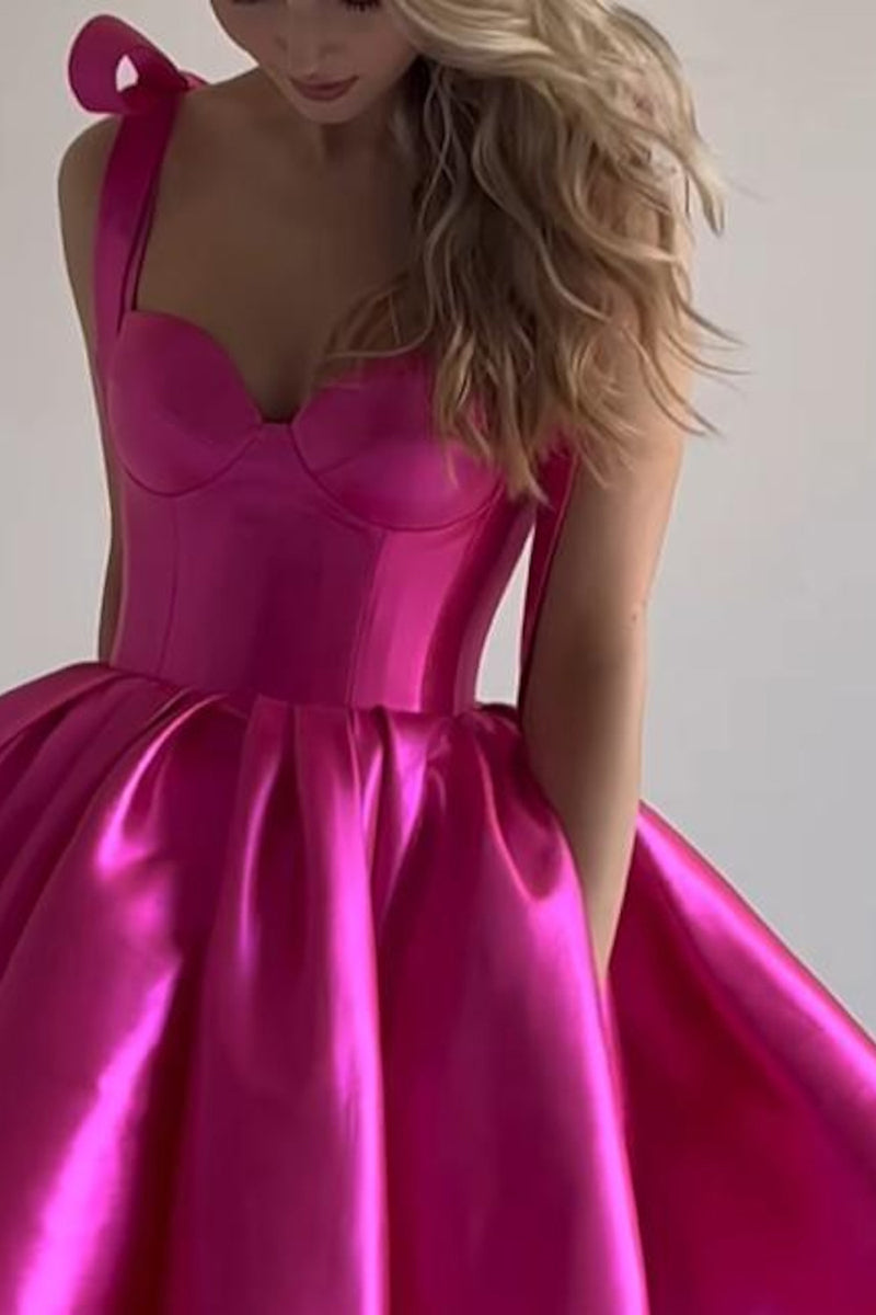 H5299 - Sweetheart Sleeveless Satin A-Line Mini Homecoming Dress With Bows