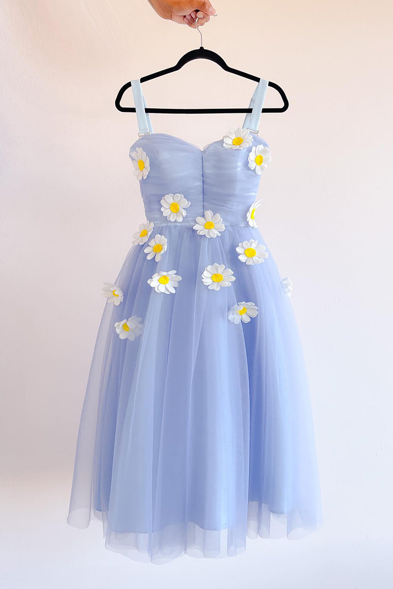 H5415 - Sweetheart Floral Appliqued Ruched Tulle A-Line Mini Homecoming Dress