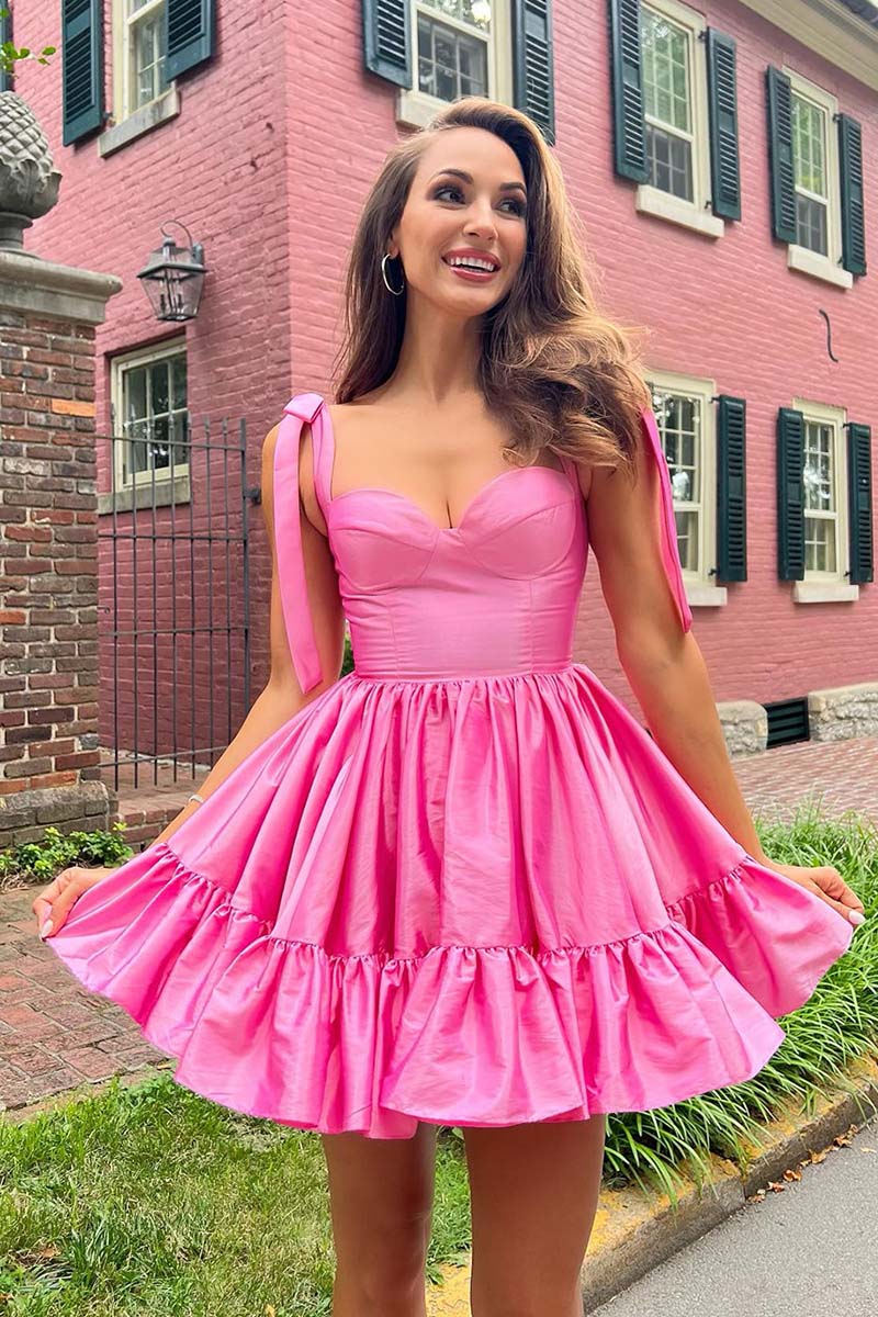 H5502 - Sweetheart Sleeveless Ruched Satin A-Line Mini Homecoming Dress