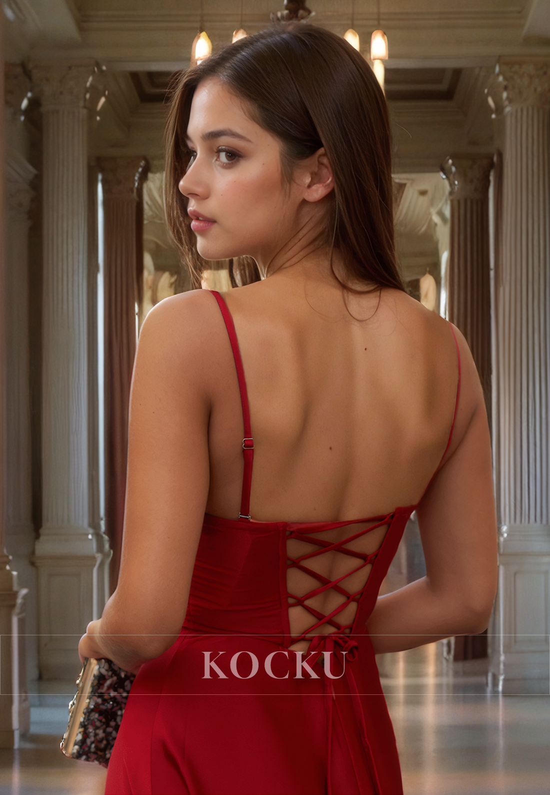 Sexy & Hot Spaghetti Straps Square A-Line Satin Evening Party Prom Dress