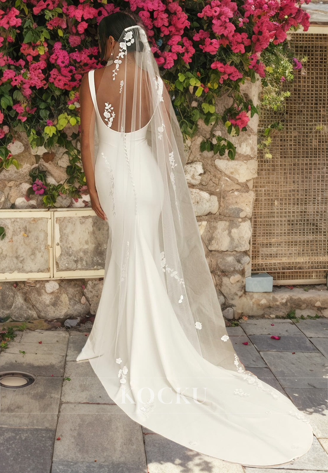 Simple & Casual Straps Square Mermaid Backless Wedding Dress