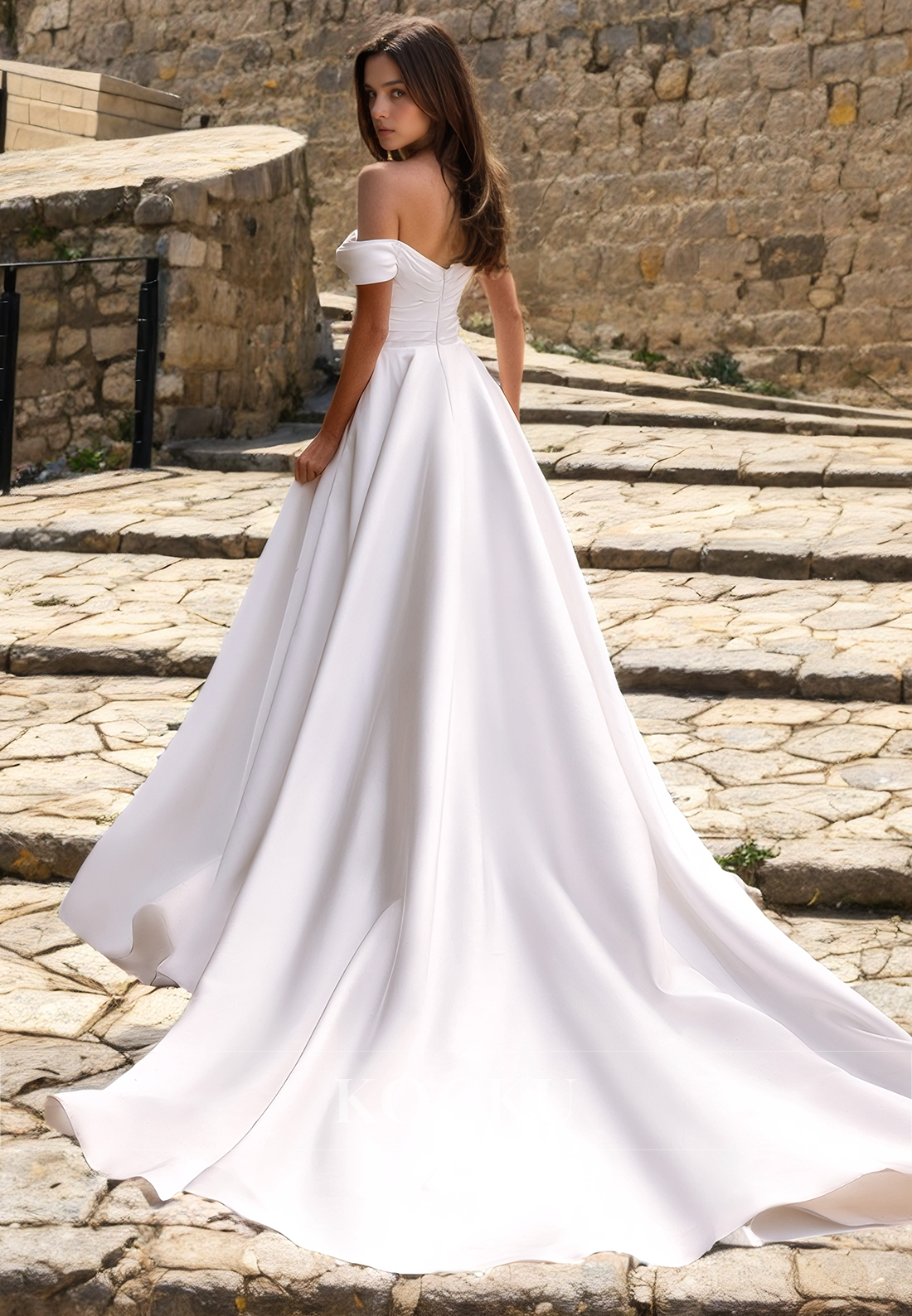 Elegant & Simple One Shoulder A-Line Satin Wedding Dress