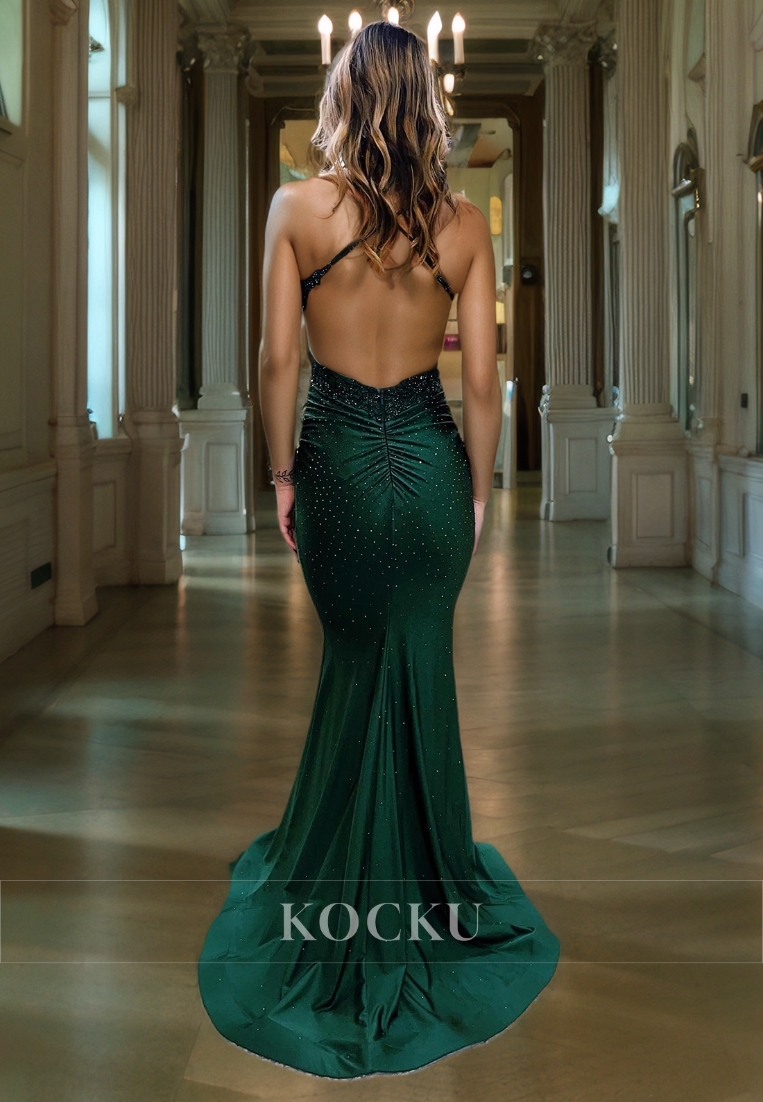 Sexy & Hot Spaghetti Straps Backless Mermaid Evening Party Prom Dress