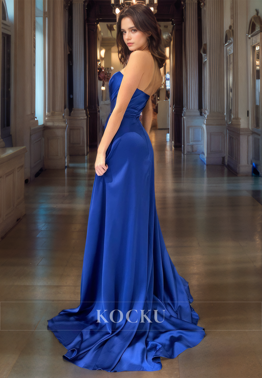 Elegant & Simple Sweetheart Sleeveless A-Line Split Evening Party Prom Dress