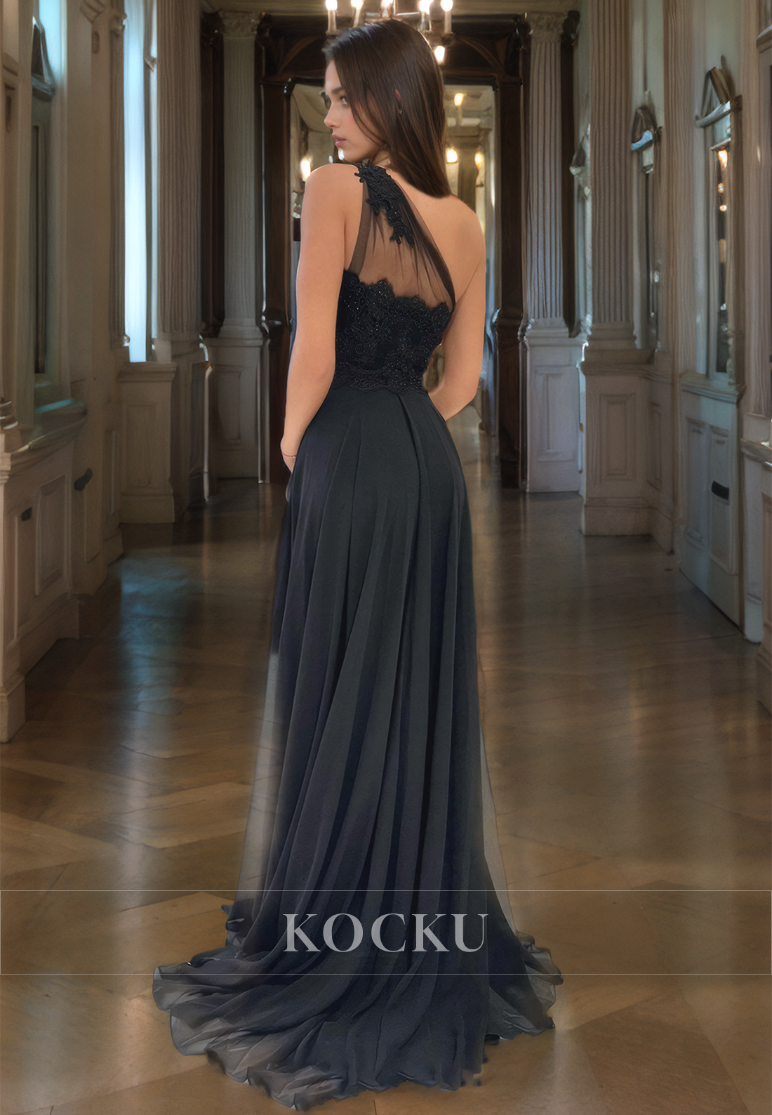 Chic & Modern One Shoulder Sleeveless A-Line Sleeveless Evening Party Prom Dress