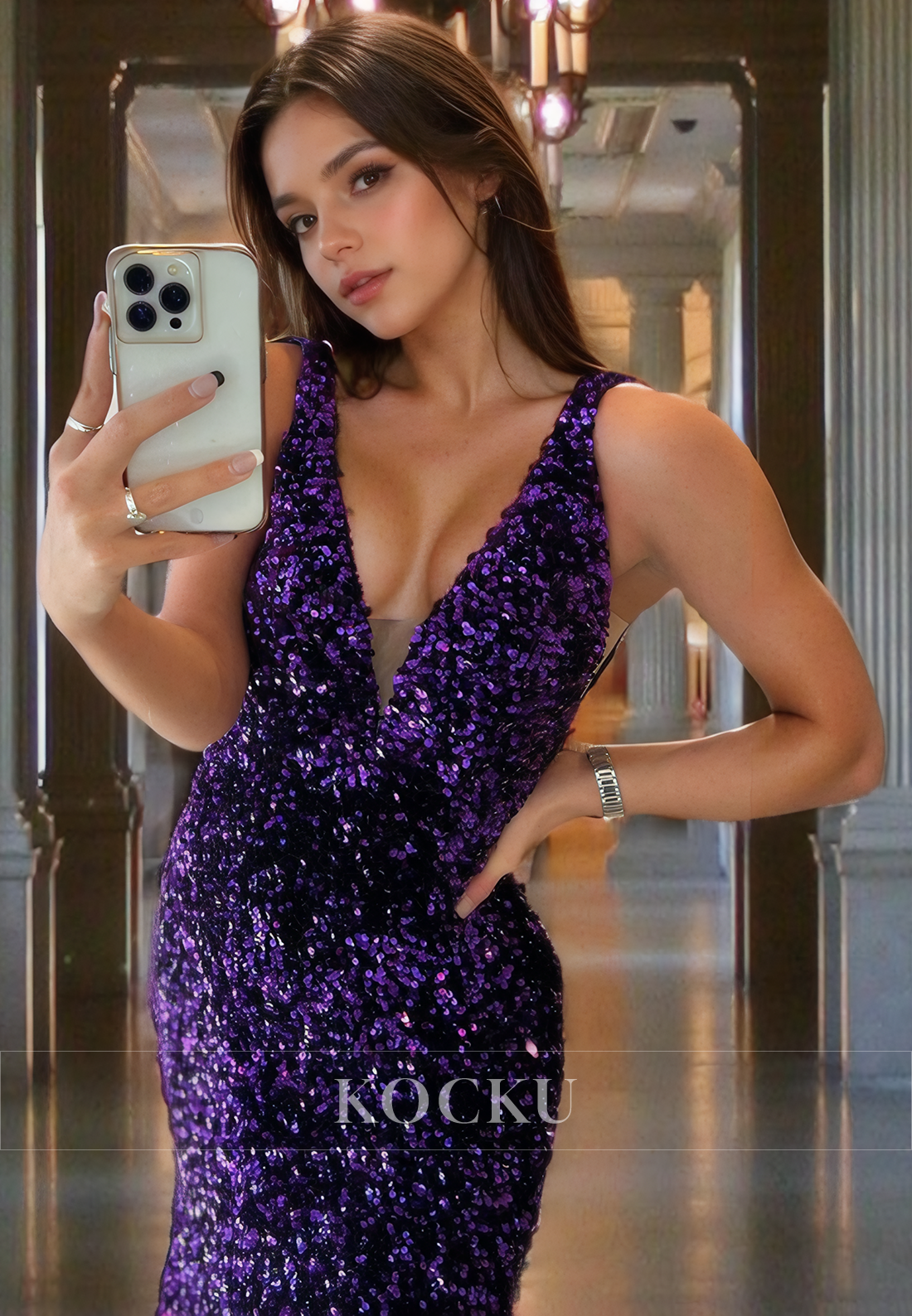 Chic & Modern V-Neck Sleeveless Mermaid Sequined Evening Party Prom Dress