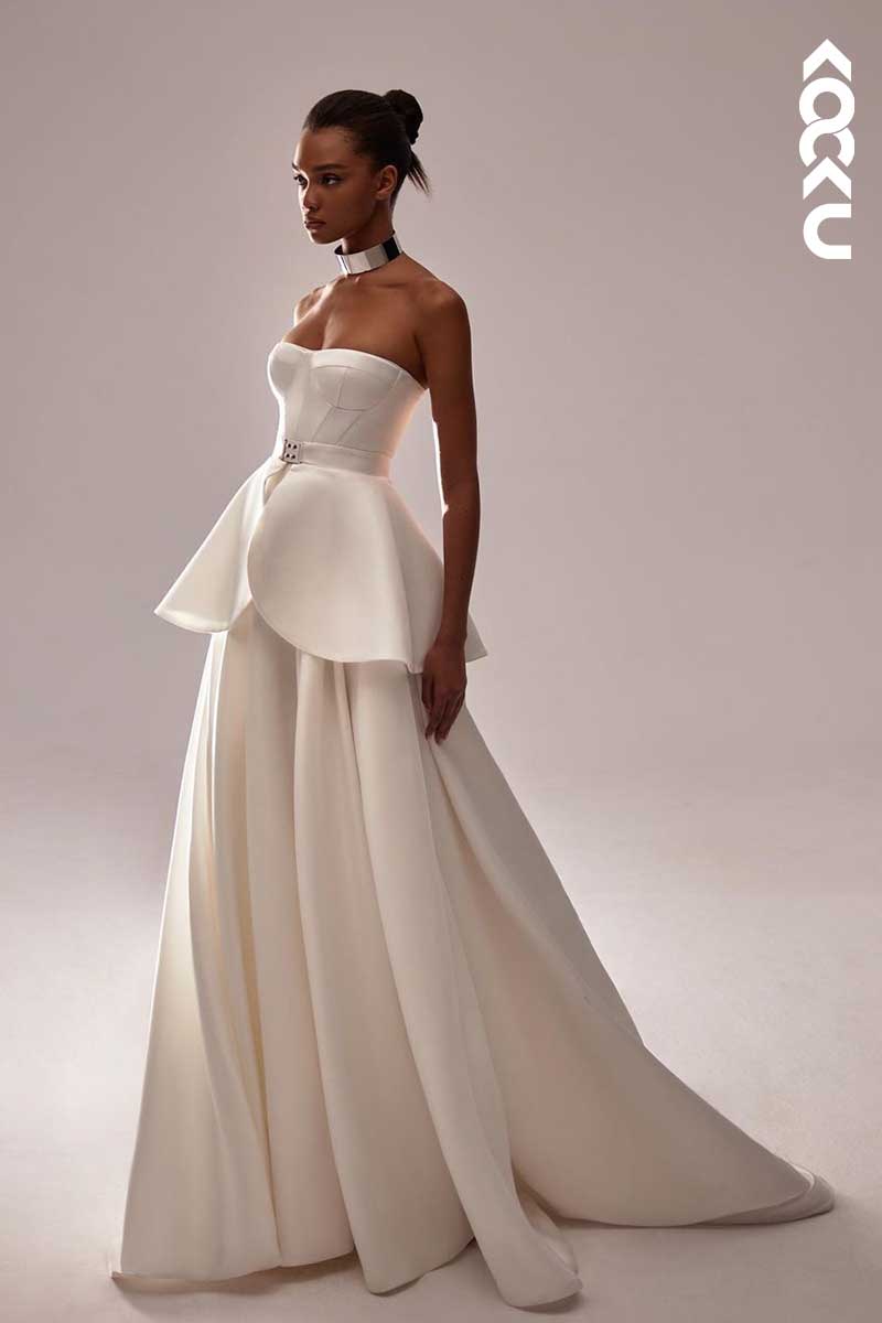 K1026 - Sweetheart Strapless A-Line Long Wedding Dress With Shawl