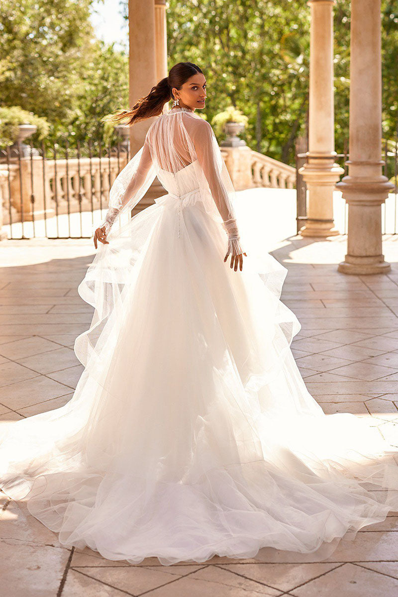 K1203 - Sweetheart Strapless Ruched Satin Tulle Long Ball Wedding Gown