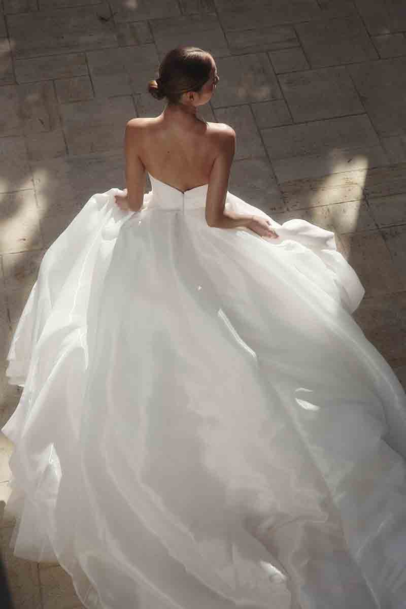 K1370 - Sparkly Sweetheart Strapless Ruched A-Line Long Wedding Dress