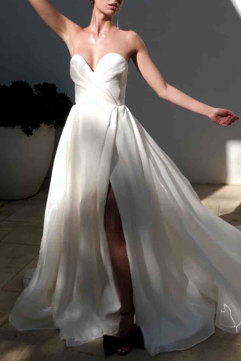 K1370 - Sparkly Sweetheart Strapless Ruched A-Line Long Wedding Dress