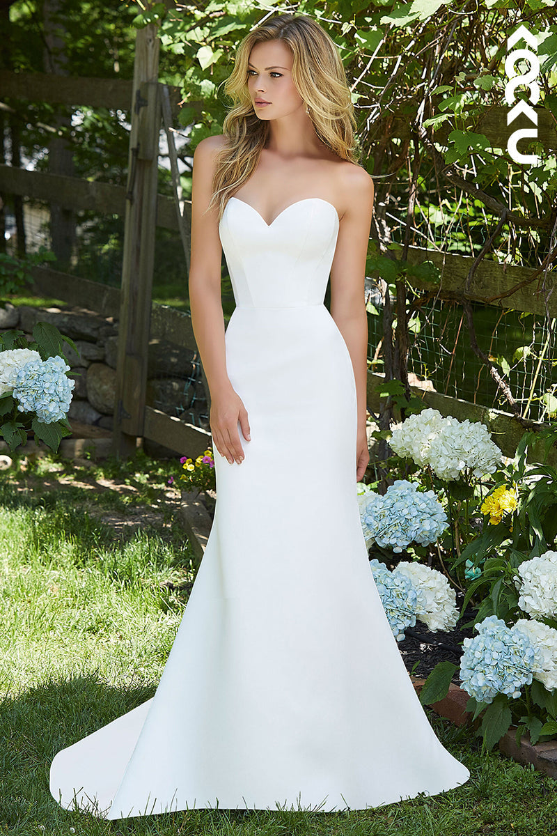 K1478 - Simple Sweetheart Strapless Satin Mermaid Long Wedding Dress