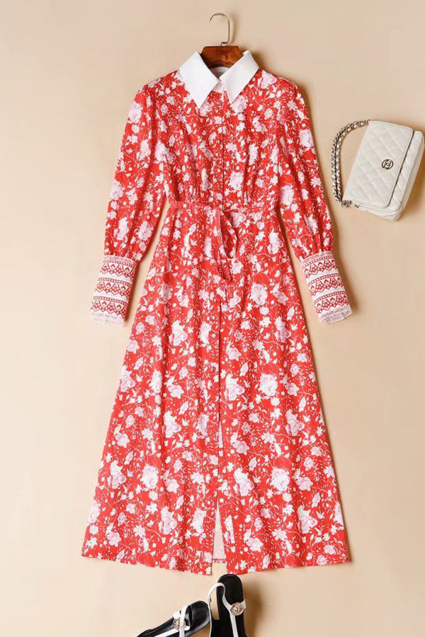 Kate Middleton 2021 Red Floral Midi Dress