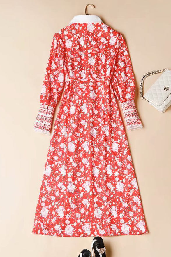 Kate Middleton 2021 Red Floral Midi Dress