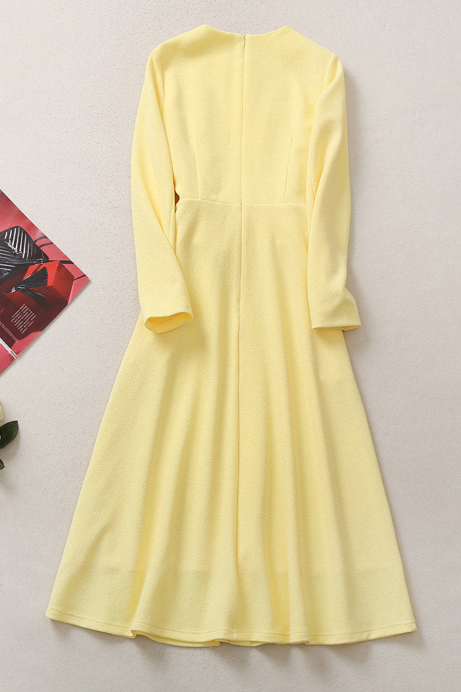 Kate Middleton Inspired Elegant Daffodil Midi Dress