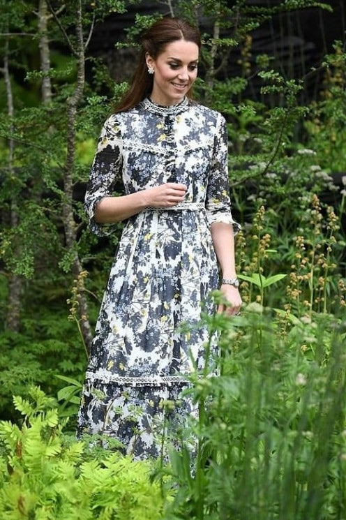 Kate Middleton Elegant Printed Swing Dress