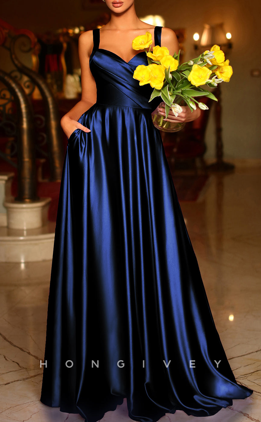 L1314 - Elegant & Luxurious Sweetheart Spaghetti Straps Floor-Length Evening Prom Dress