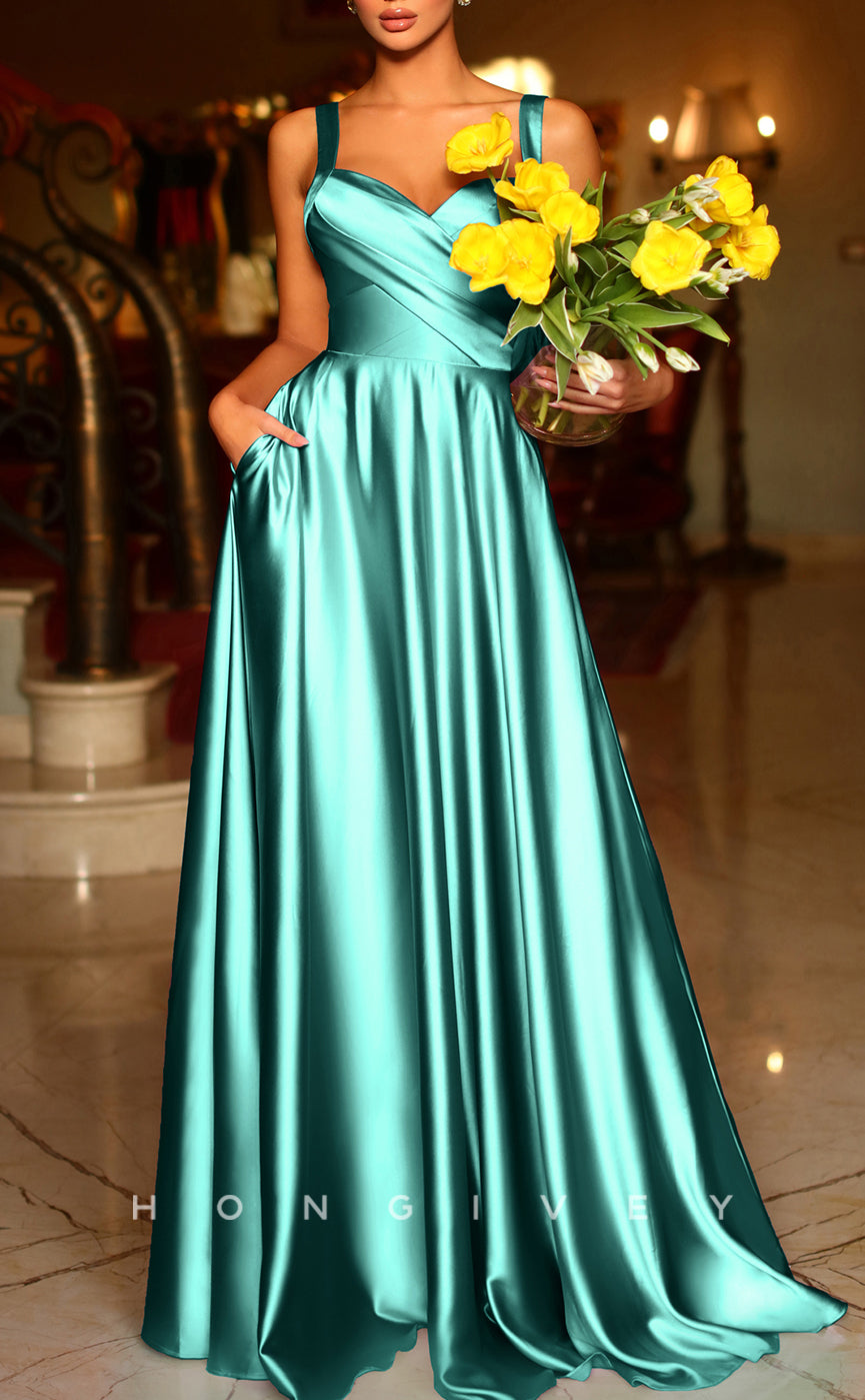 L1314 - Elegant & Luxurious Sweetheart Spaghetti Straps Floor-Length Evening Prom Dress