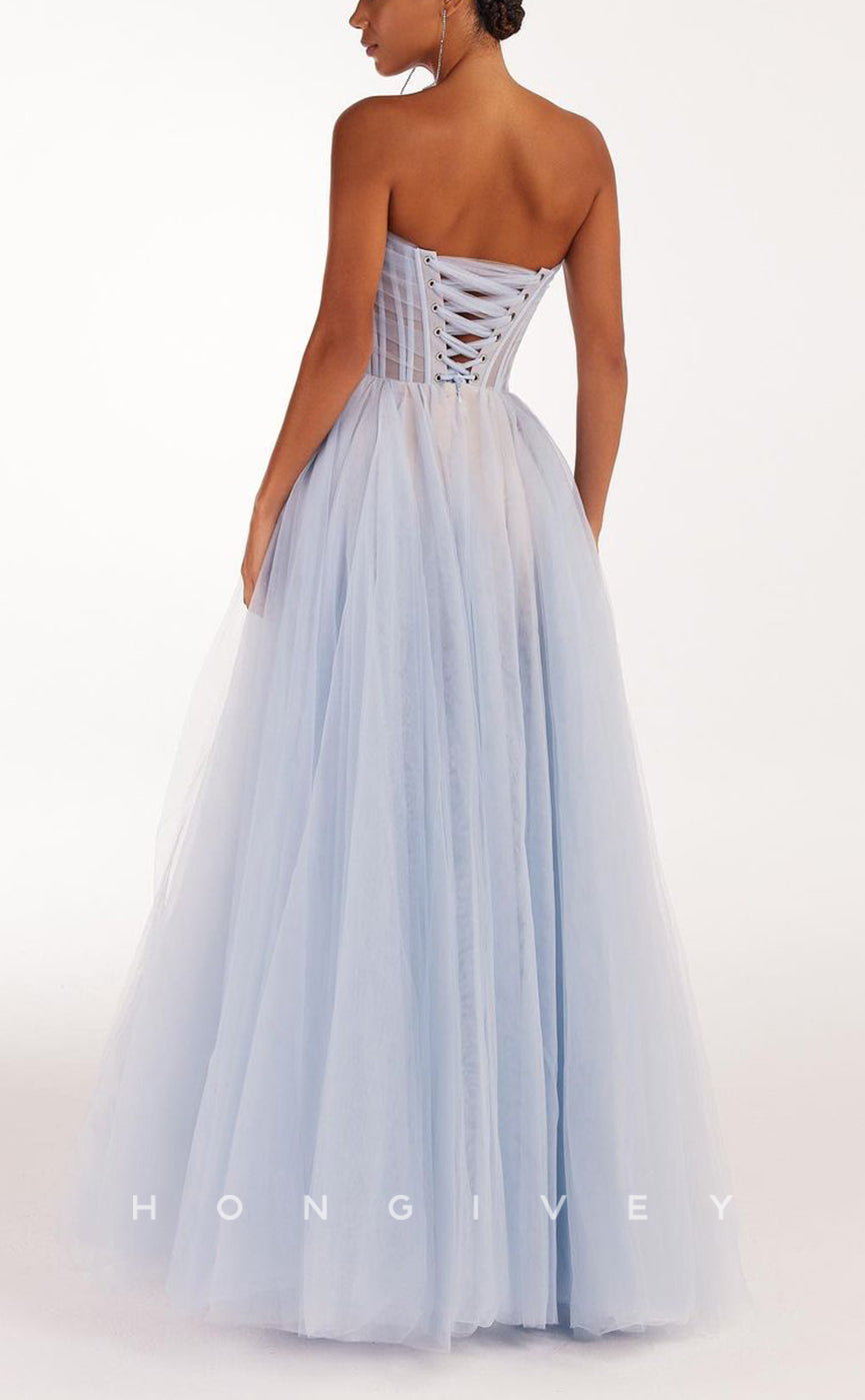 L1511 - Chic Tulle Illusion A-Line Bateau Sleeveless Empire Empire  Party Prom Evening Dress