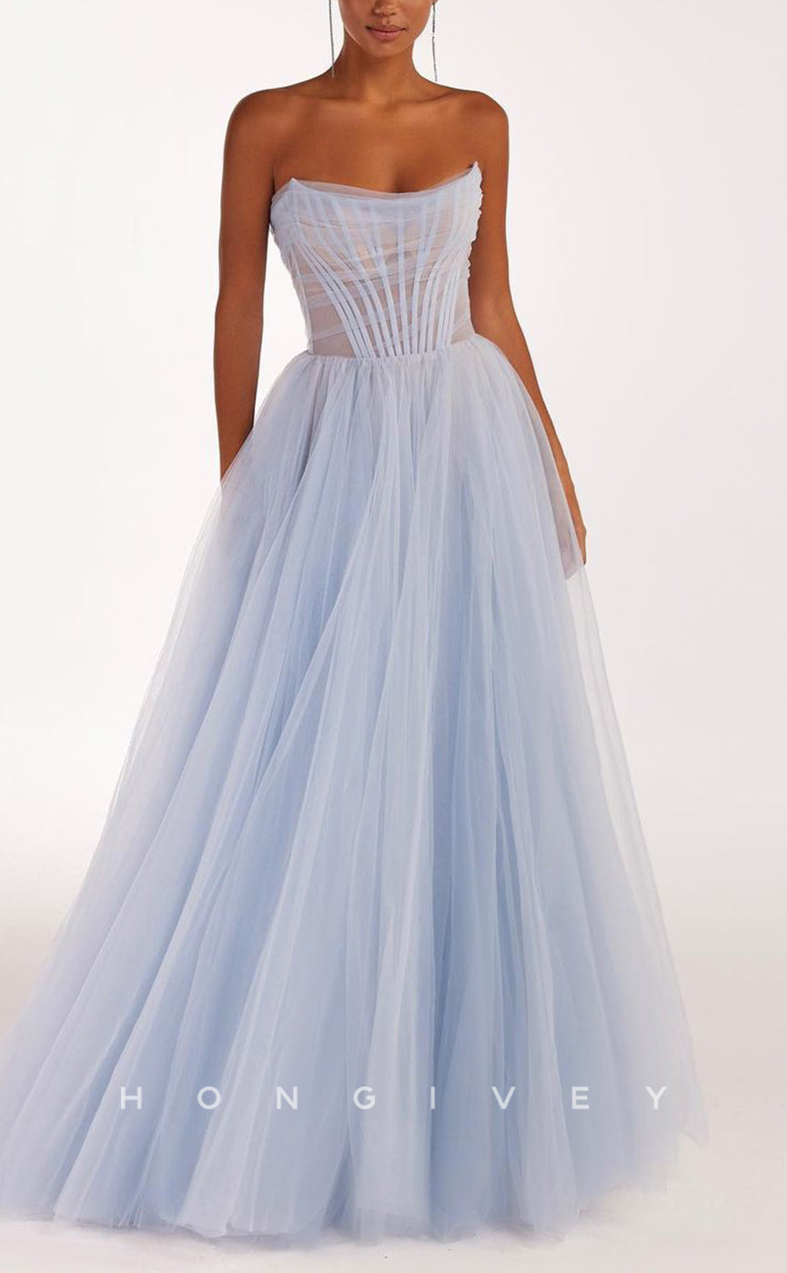 L1511 - Chic Tulle Illusion A-Line Bateau Sleeveless Empire Empire  Party Prom Evening Dress