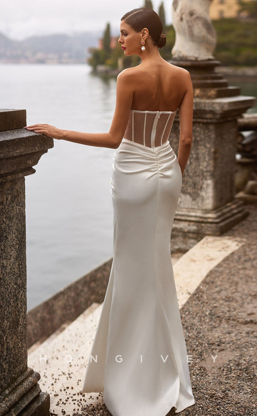 L0908 - Elegant & Luxurious Organza Satin Paneled Gown Open Back Sleeveless StraplessCourt Train  Prom Dress