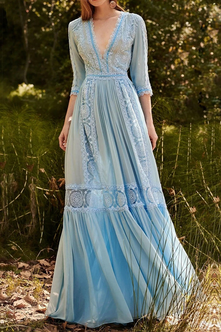 Light Sky Blue Formal Gown Evening Dress