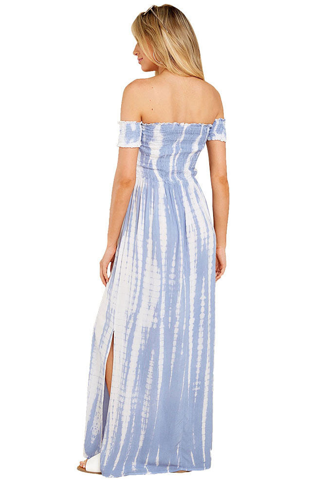 Long Off-the-Shoulder Side Split Maxi Dress