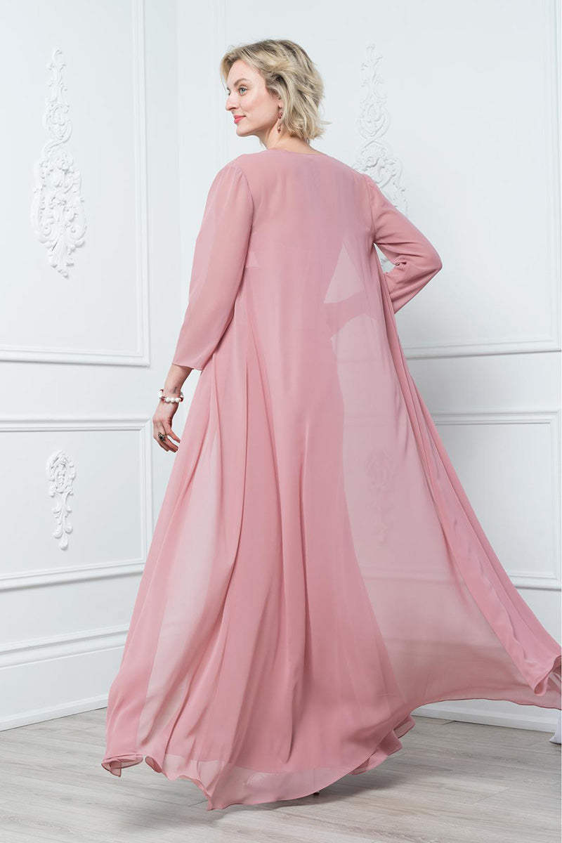 M6002 - Scoop Sleeveless Chiffon A-Line Mother of the Bride Dress With a Coat