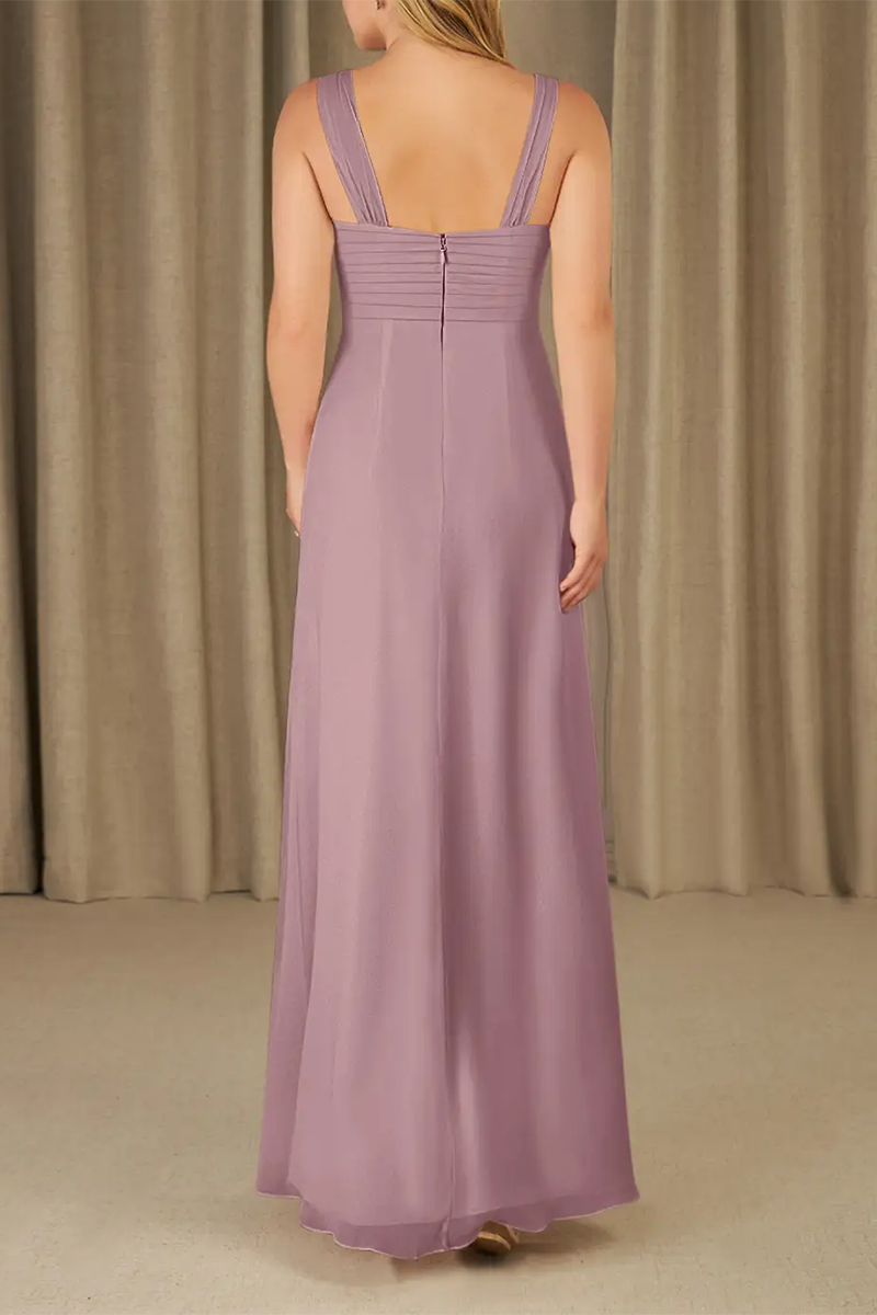 M6180 - Two Piece Square Neck Chiffon A-Line Long Mother of the Bride Dress