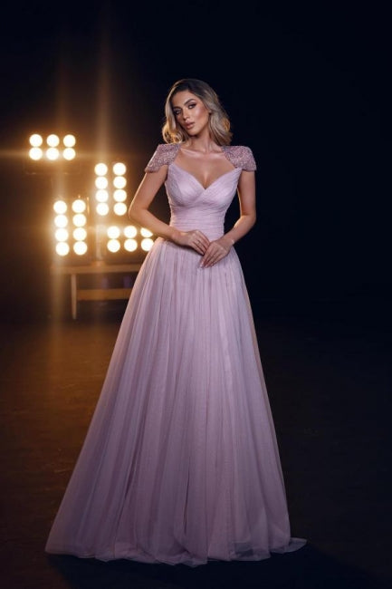 Pink Floor-Length A-Line Sweetheart Princess Prom Dresses