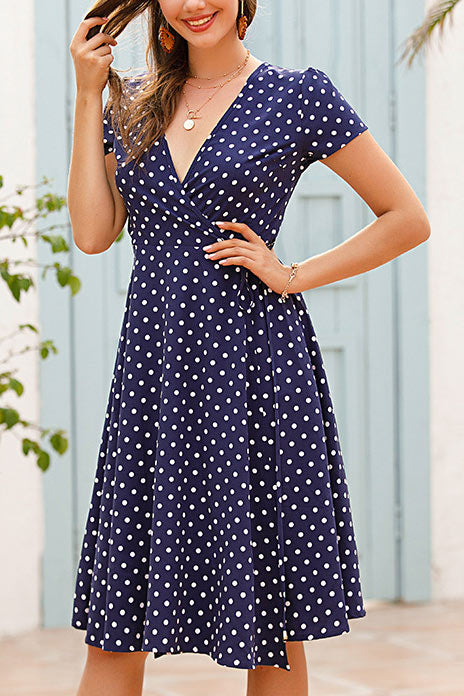 Red Polka Dot Short Sleeve Summer Dress