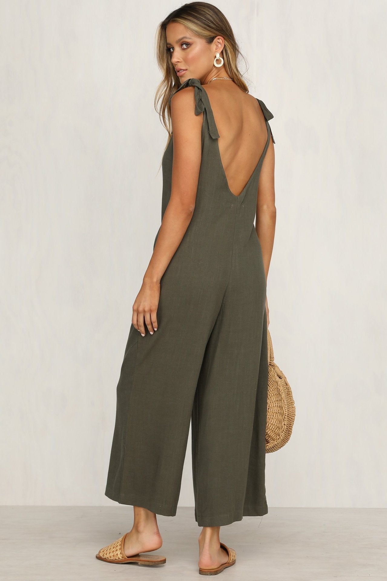 Sex Backless V-Neck Jumpsuit  