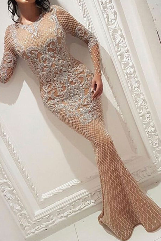 Sexy Mermaid Long Sleeve Evening Dress