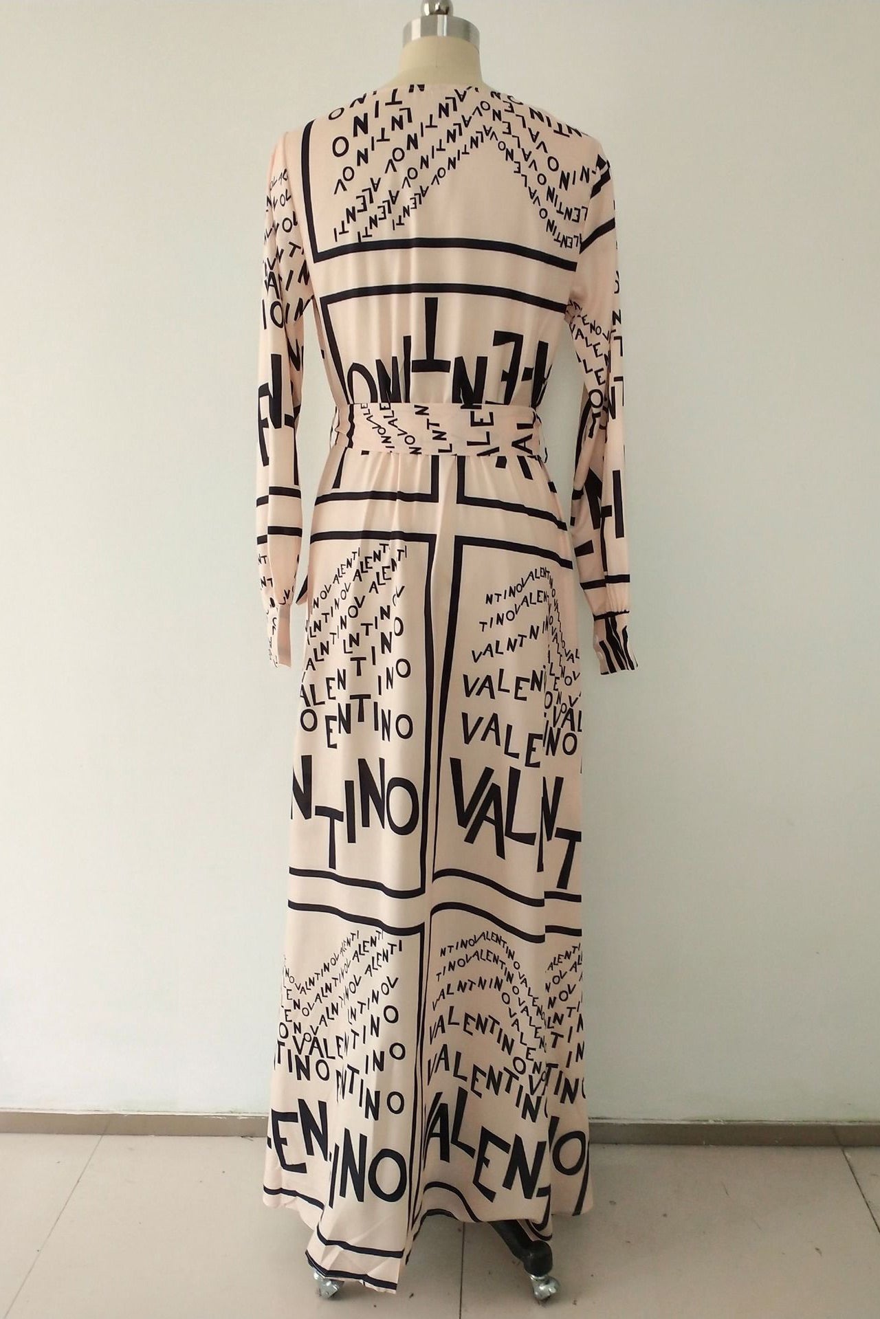 Sexy Print Long Sleeve Wrap Maxi Dress