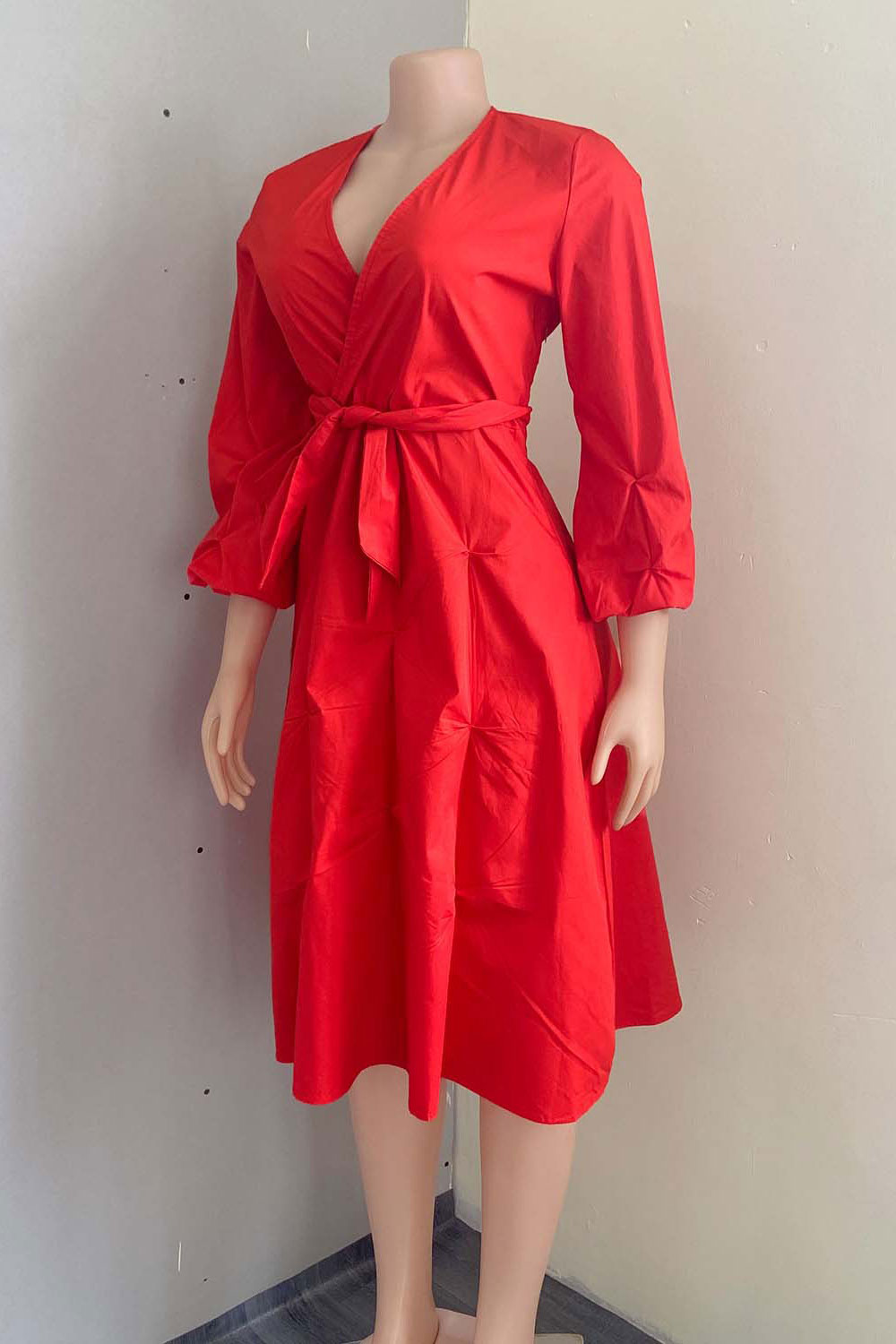 Sexy Red Long Sleeve A-Line Dress