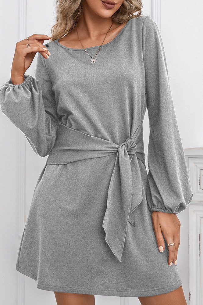 Short Black A-Line Long Sleeve Dress