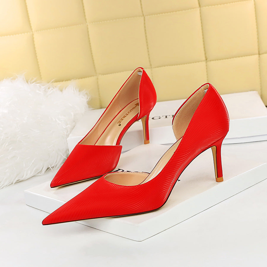 Side Hollow High Heels Stiletto Pumps Pointed Toe High Heel Shoes