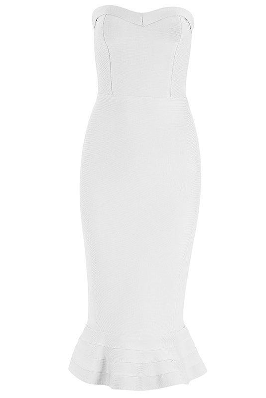 Solid Strapless Mermaid Bodycon Dress