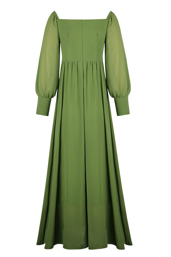 Solid Off-the-shoulder Chiffon Maxi Dress Long Dress