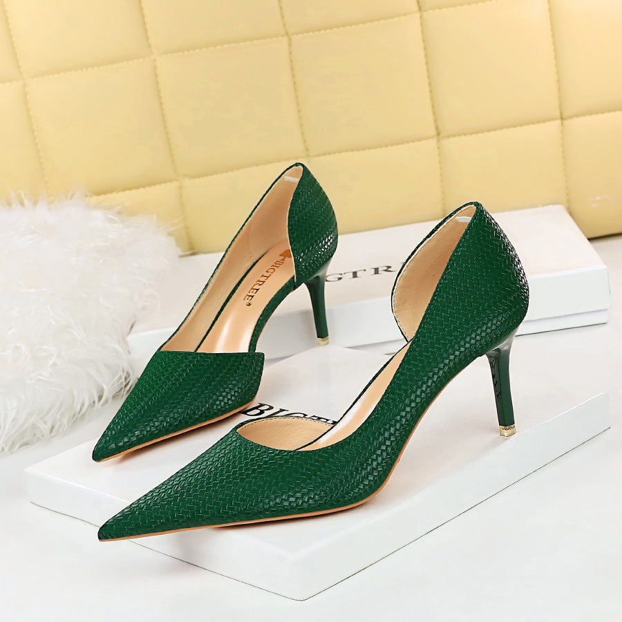 Dark Green Stiletto High Heel Pumps Pointed Toe Shoes