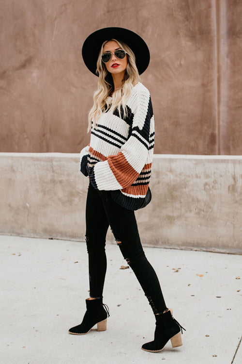 Coffee Time Stripe Knit Sweater