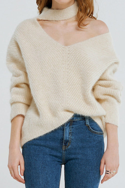 City Light Fluffy V-neck Oversized Sweater - 2 Colors