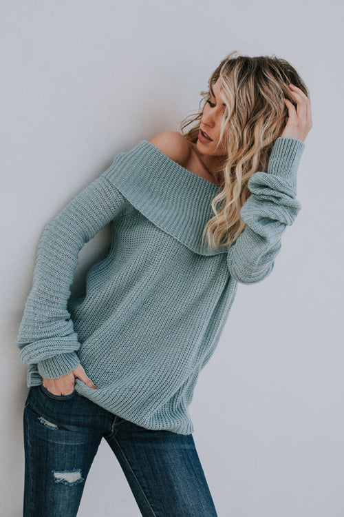 Cuddle Up Love Off Shoulder Knit Sweater - 2 Colors