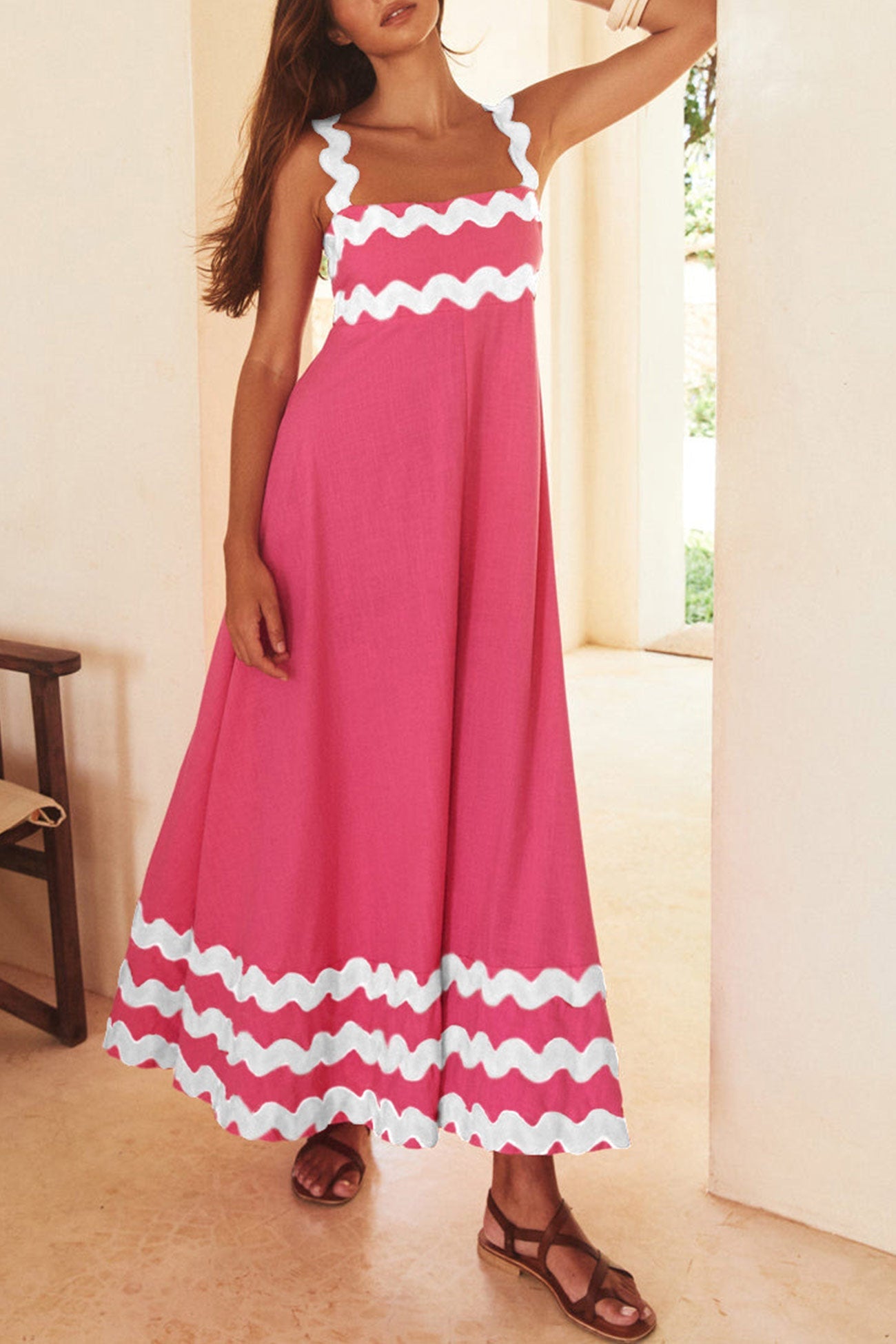 Wavy Print Cami Dress