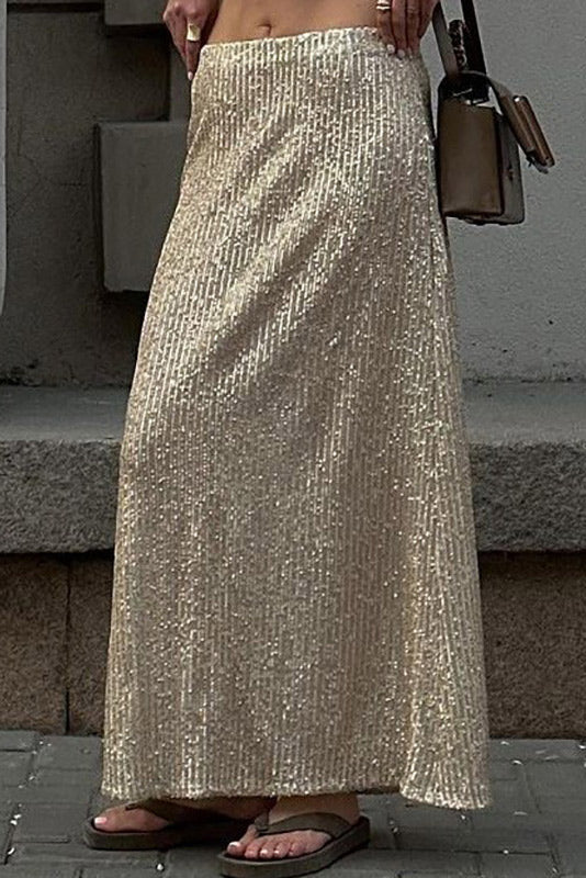 Women's Casual Holiday Party Sequined Long Skirt