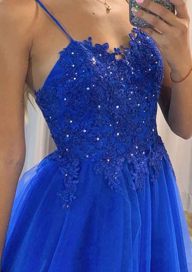 A-Line Sweetheart Spaghetti Straps Long Prom Dress/Evening Dress with Beaded Appliques