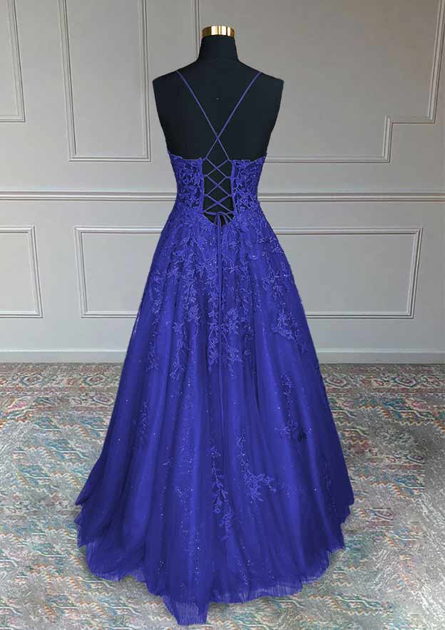 A-Line V-Neck Glitter Prom Dress/Evening Dress with Beaded Appliques