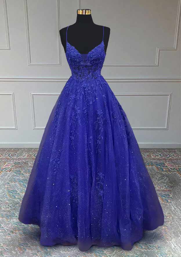 A-Line V-Neck Glitter Prom Dress/Evening Dress with Beaded Appliques