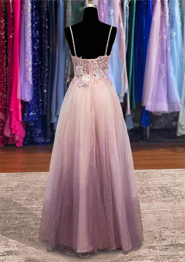 A-Line V-Neck Sleeveless Ombre Prom Dress/Evening Dress with Glitter Beading